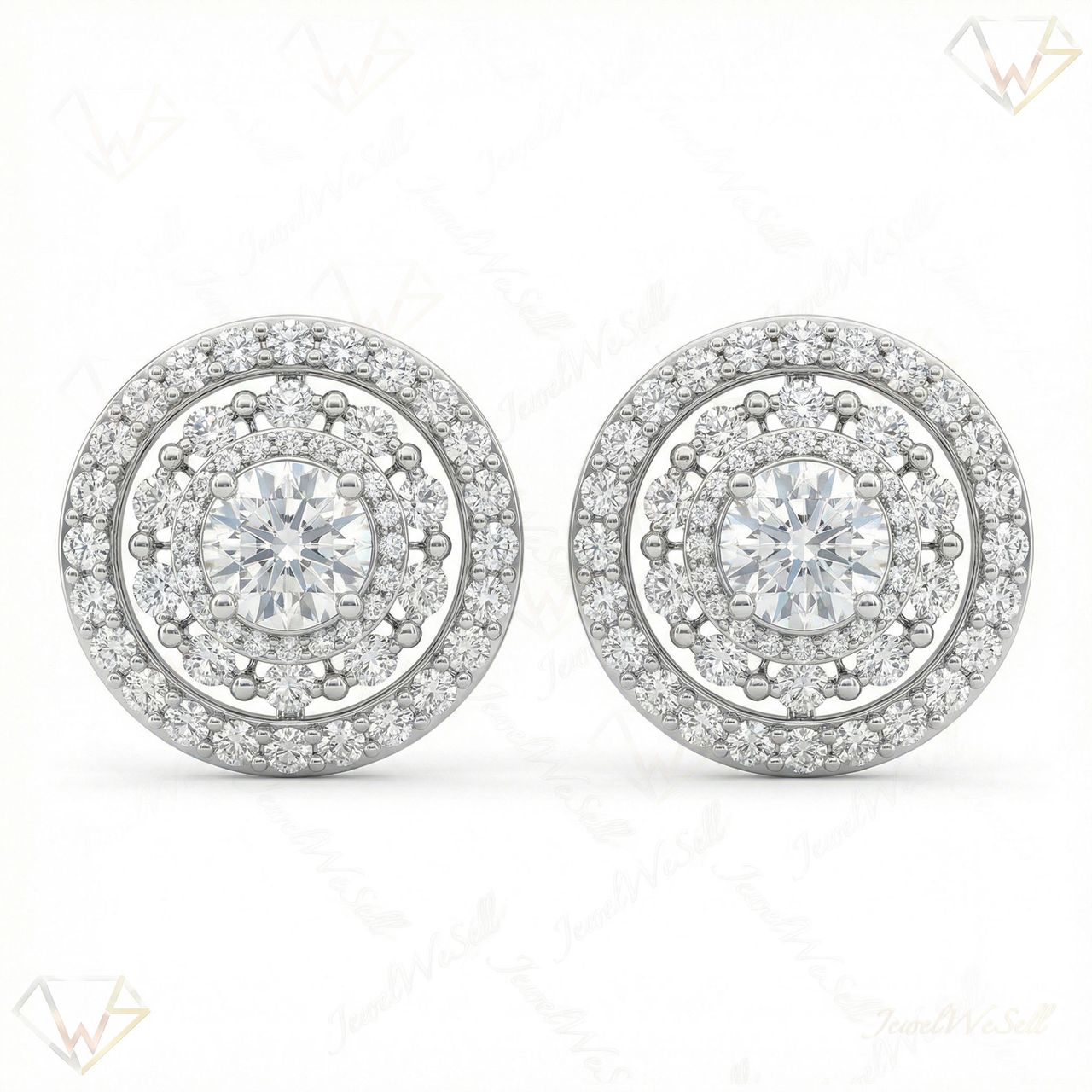 3.05 ct EF VS Lab Grown DIamond Micropave Earrings in 14k White Gold 300798 - Fine Jewelry by JewelWeSell