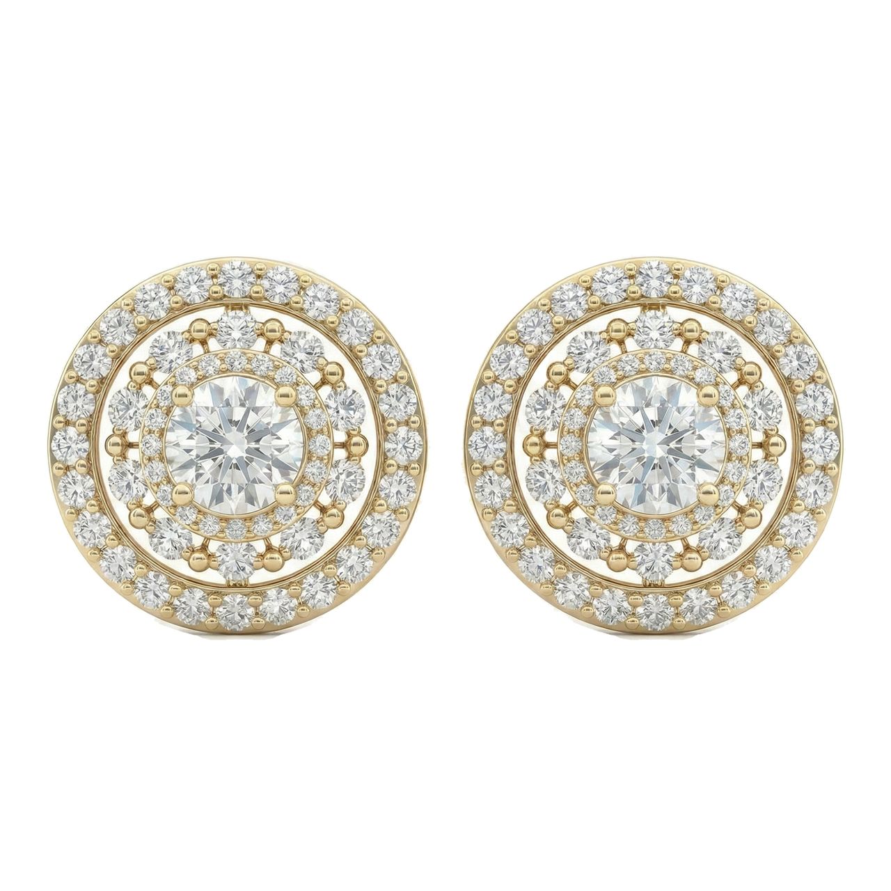 3.05 ct EF VS Lab Grown DIamond Micropave Earrings in 10k Yellow Gold - Fine Jewelry by JewelWeSell