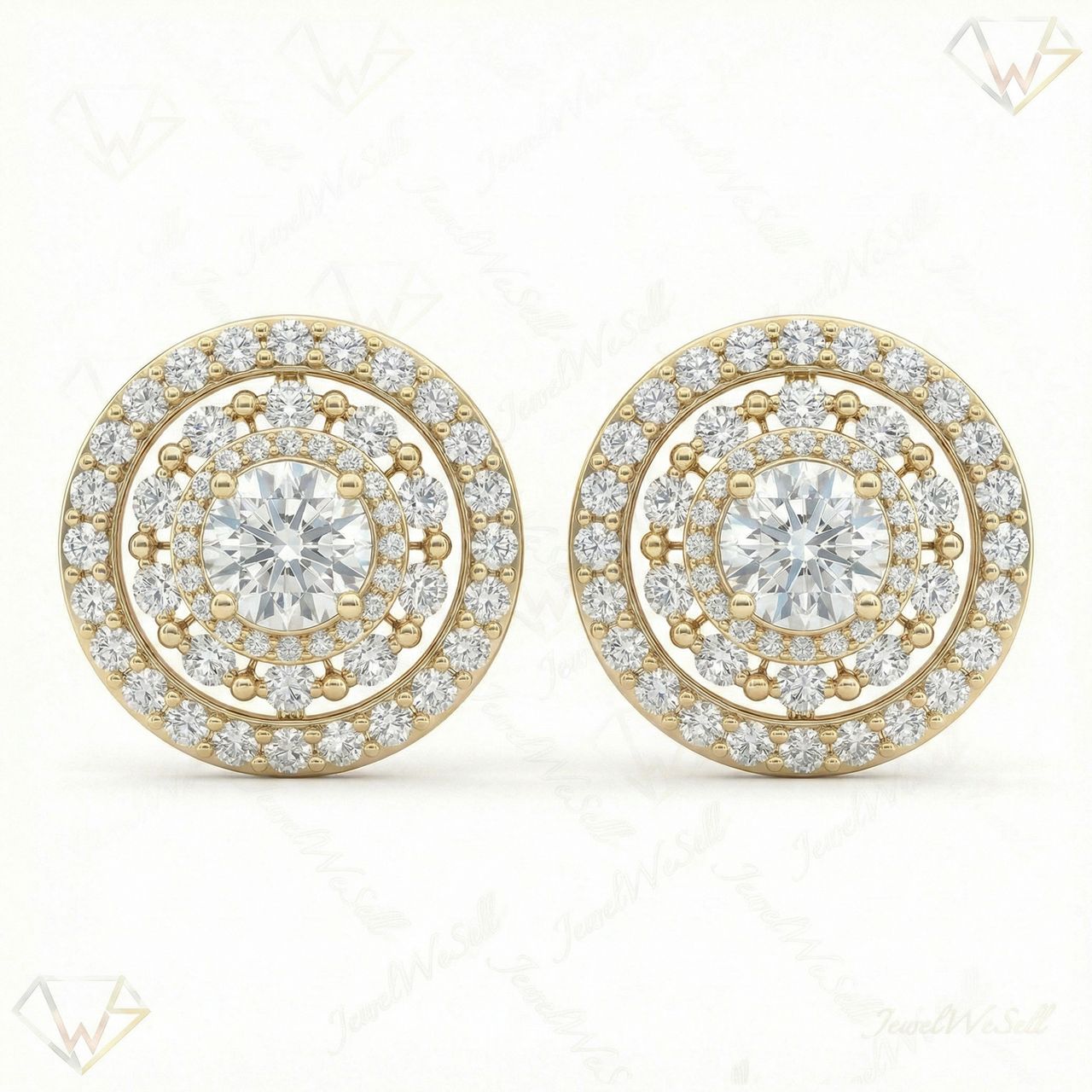 3.05 ct EF VS Lab Grown DIamond Micropave Earrings in 10k Yellow Gold 300798 - Fine Jewelry by JewelWeSell