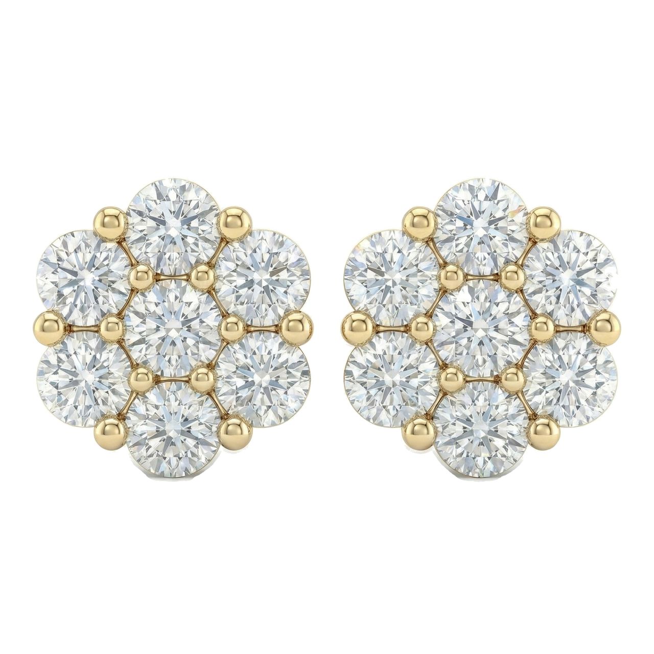 0.55 ct EF VS Lab Grown DIamond Cluster Earrings in 10k Yellow Gold - Fine Jewelry by JewelWeSell