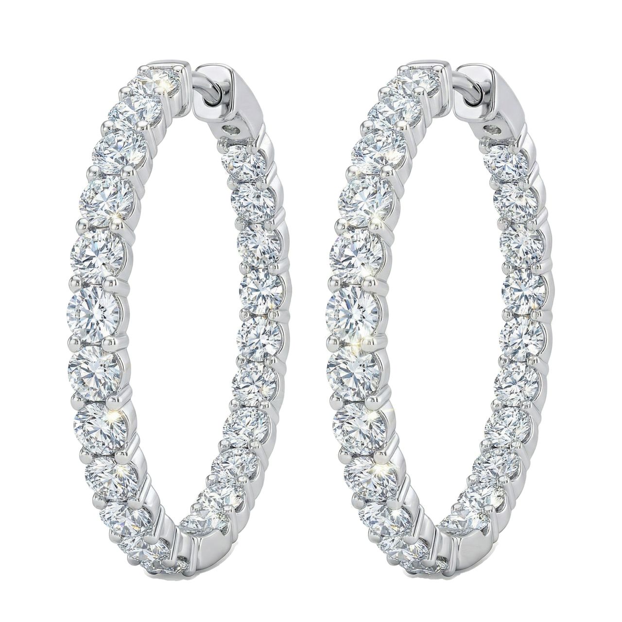 1.55 ct EF VS Lab Grown DIamond Hoops Earrings in 10k White Gold - Fine Jewelry by JewelWeSell