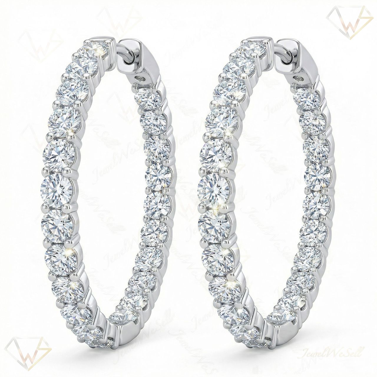 1.35 ct EF VS Moissanite Hoops Earrings in 925 Sterling Silver 300849 - Fine Jewelry by JewelWeSell