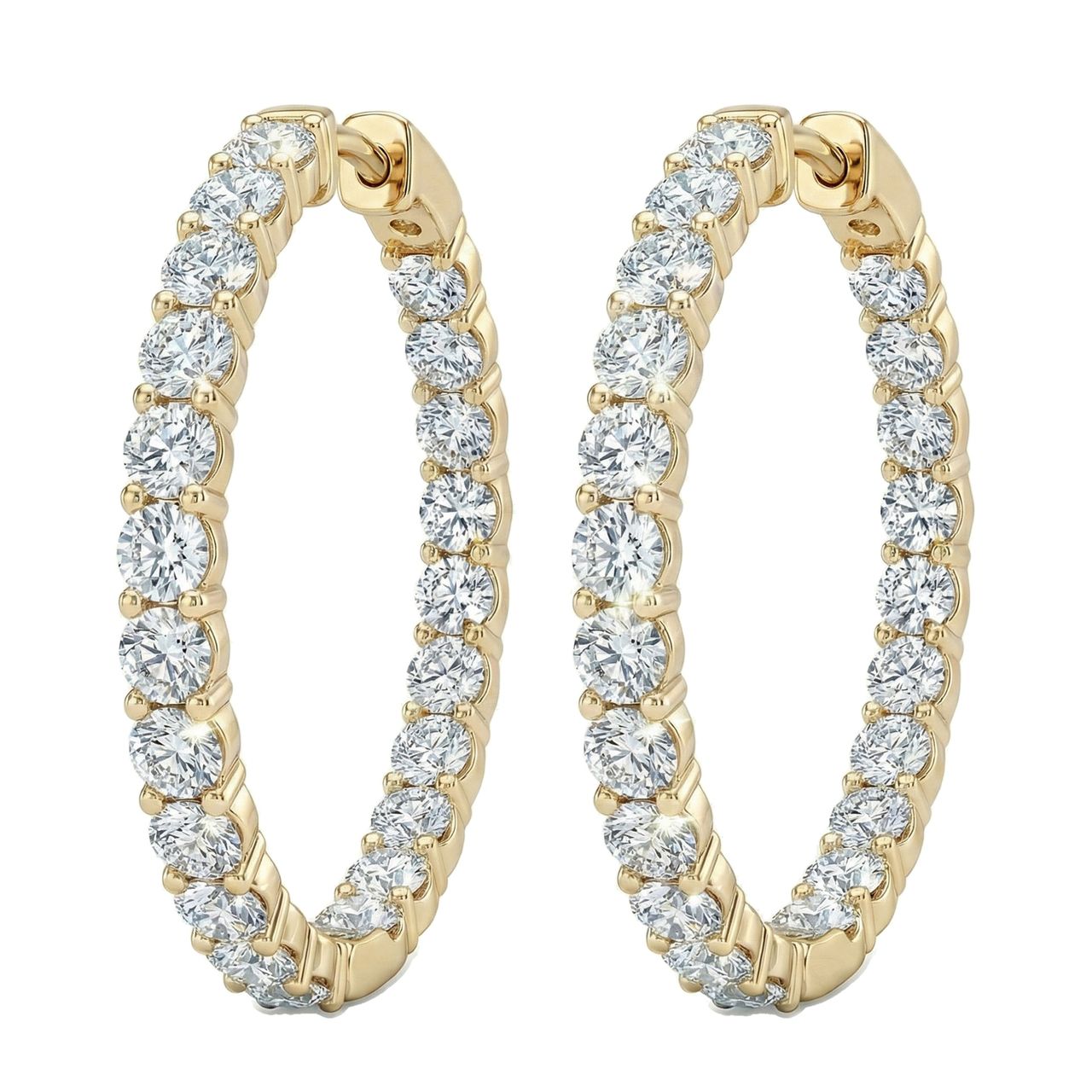 1.35 ct EF VS Lab Grown DIamond Hoops Earrings in 10k Yellow Gold - Fine Jewelry by JewelWeSell
