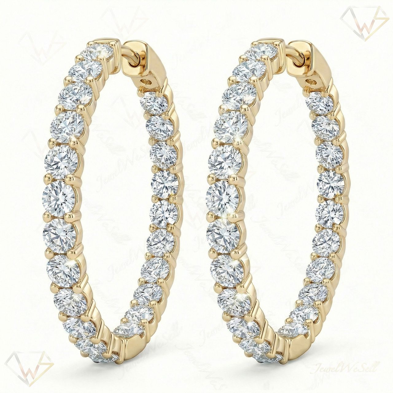 1.35 ct EF VS Lab Grown DIamond Hoops Earrings in 10k Yellow Gold 300849 - Fine Jewelry by JewelWeSell