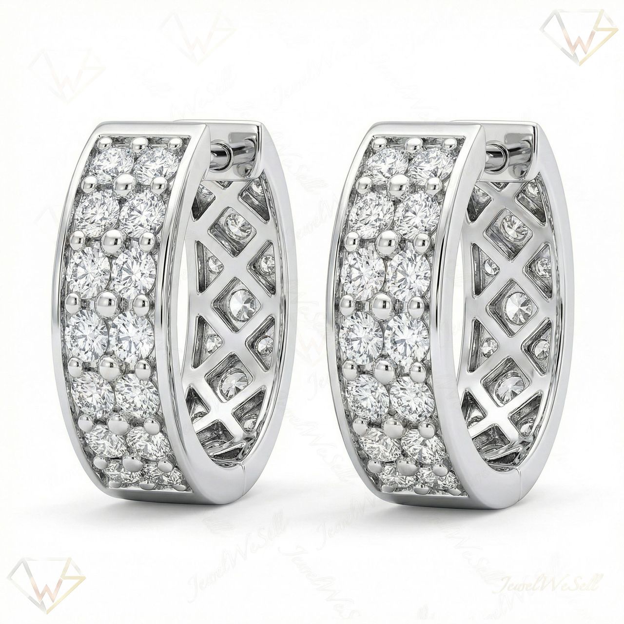0.40 ct EF VS Lab Grown DIamond Huggies Earrings in 10k White Gold 300858 - Fine Jewelry by JewelWeSell