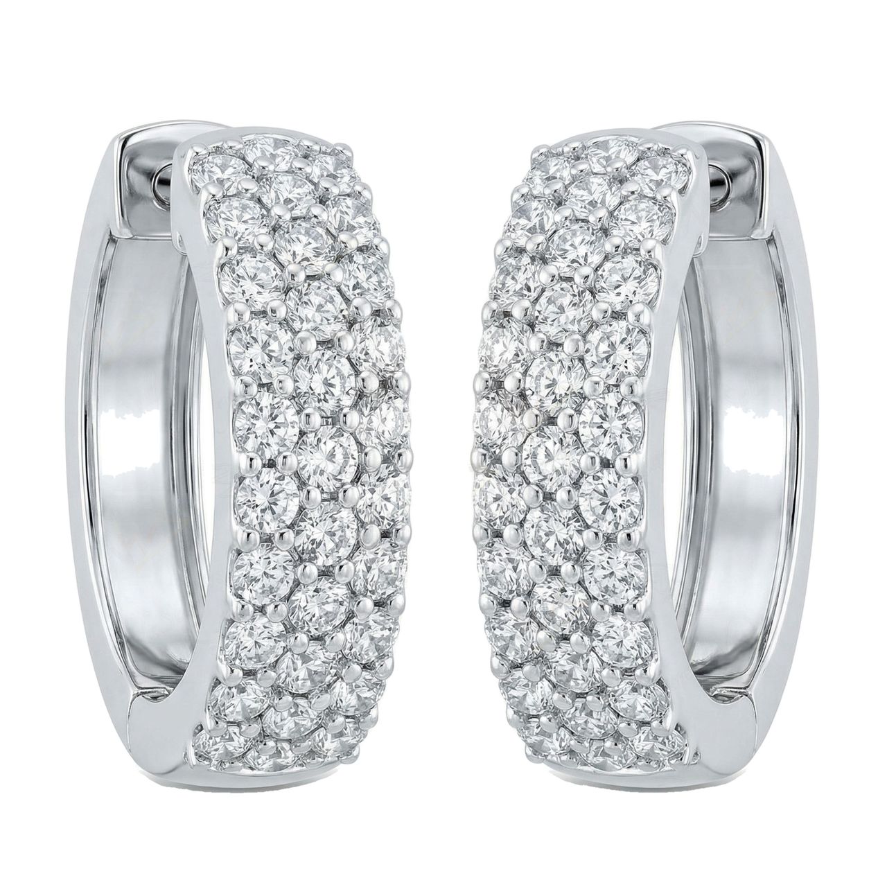 0.75 ct EF VS Lab Grown DIamond Huggies Earrings in 14k White Gold - Fine Jewelry by JewelWeSell