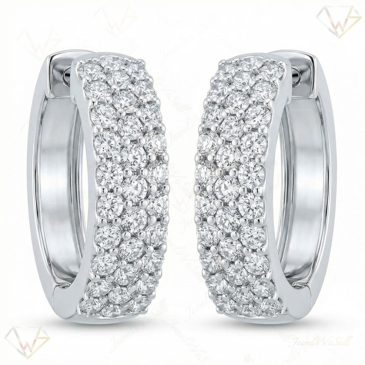 0.75 ct EF VS Moissanite Huggies Earrings in 925 Sterling Silver 300861 - Fine Jewelry by JewelWeSell