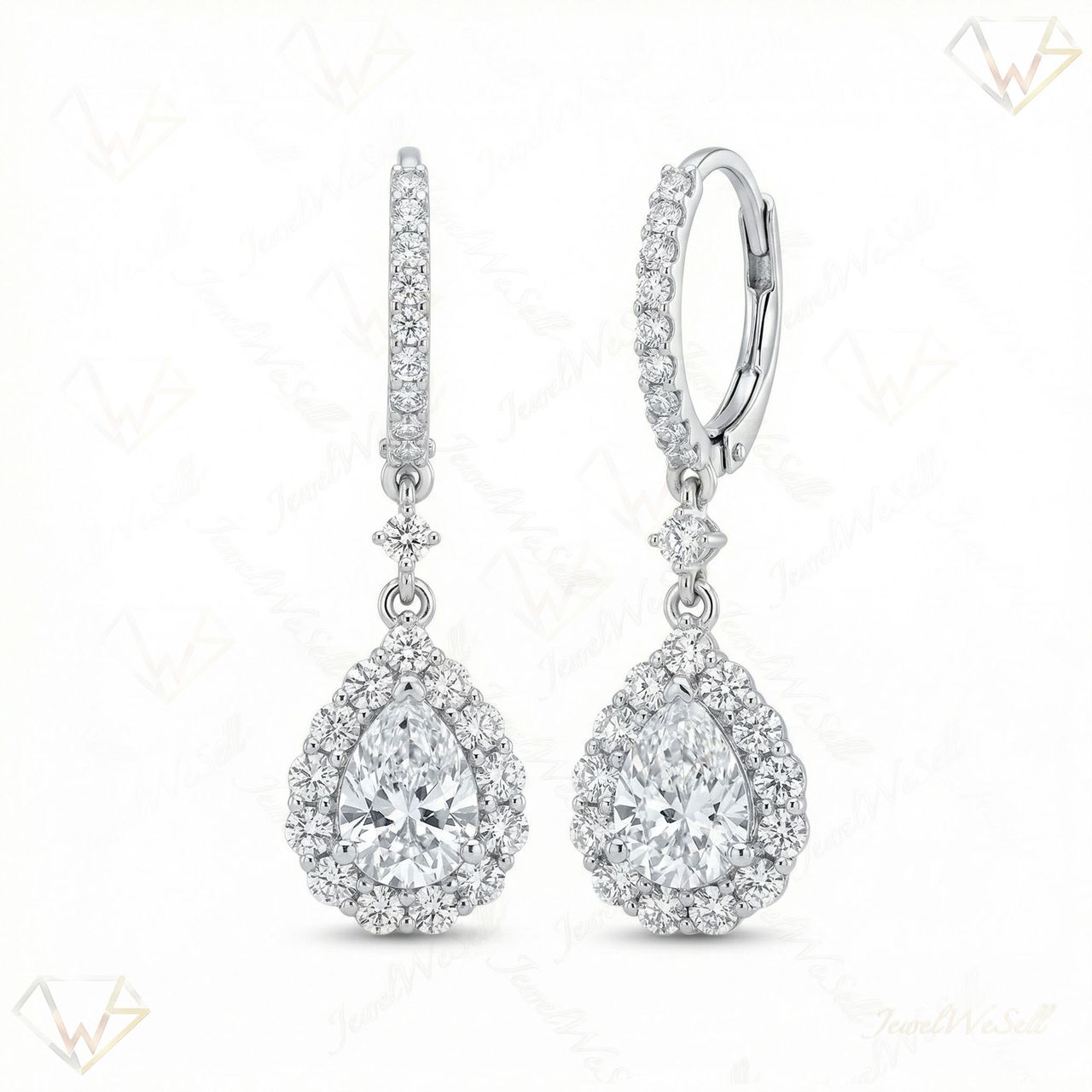 3.90 ct EF VS Moissanite Drop Earrings in 925 Sterling Silver 301055 - Fine Jewelry by JewelWeSell