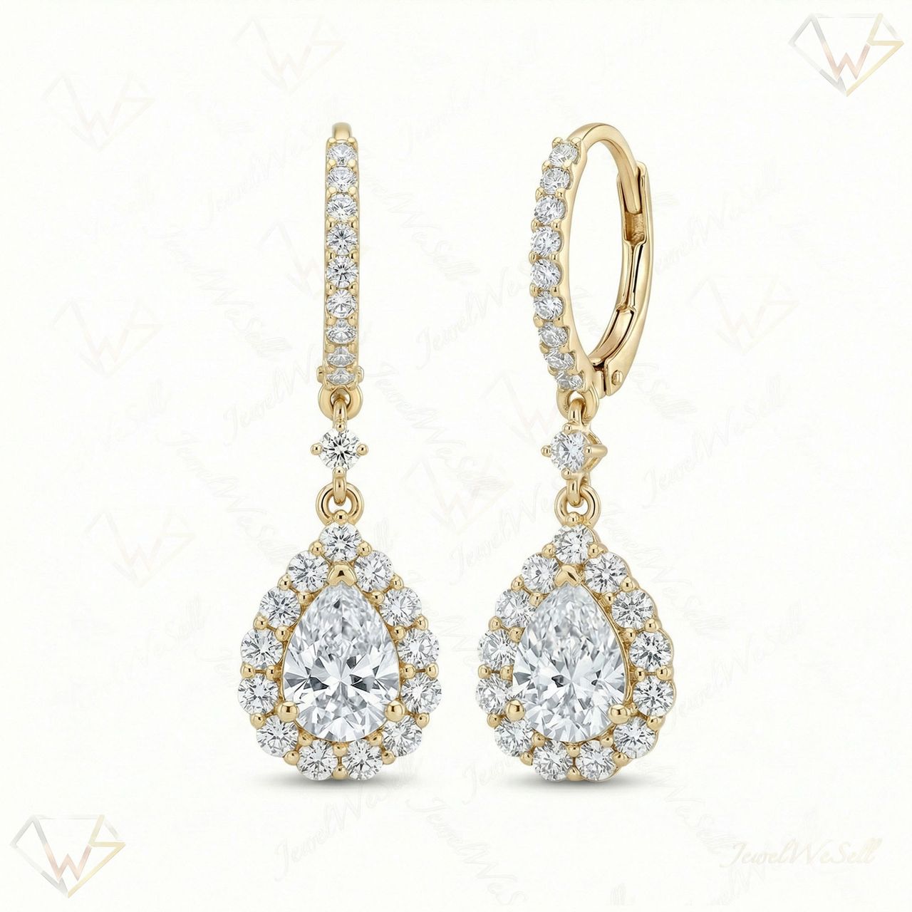 3.90 ct EF VS Lab Grown DIamond Drop Earrings in 14k Yellow Gold 301055 - Fine Jewelry by JewelWeSell