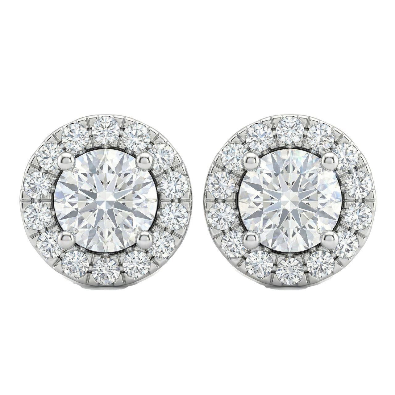 2.00 ct EF VS Lab Grown DIamond Halo Earrings in 14k White Gold - Fine Jewelry by JewelWeSell