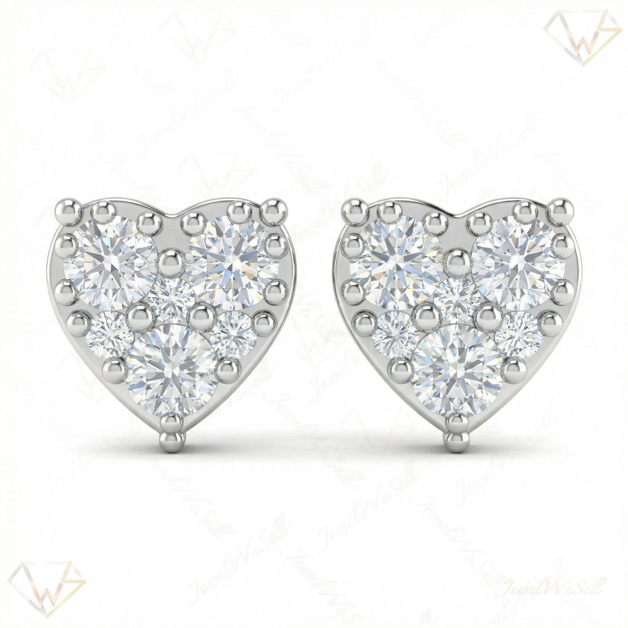 2.30 ct EF VS Moissanite Cluster Earrings in 925 Sterling Silver 301135 - Fine Jewelry by JewelWeSell