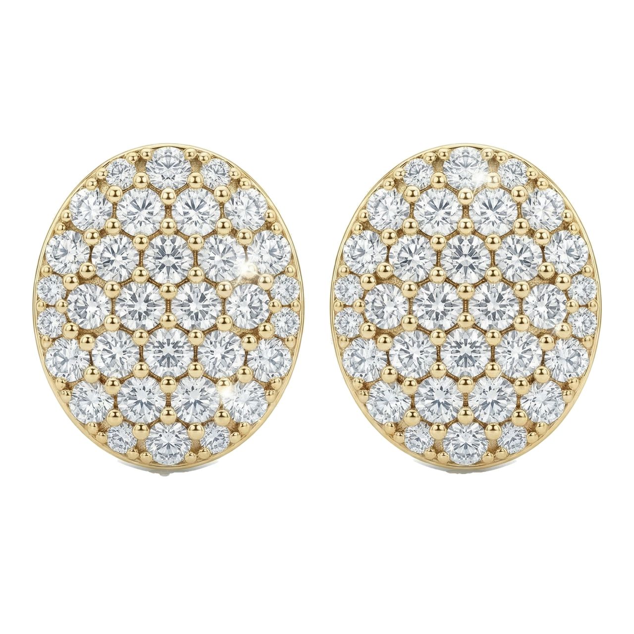 1.65 ct EF VS Lab Grown DIamond Cluster Earrings in 10k Yellow Gold - Fine Jewelry by JewelWeSell