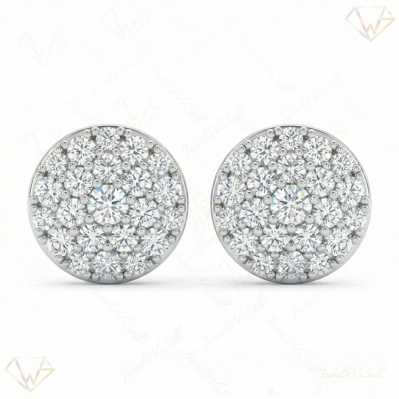 1.95 ct EF VS Moissanite Cluster Earrings in 925 Sterling Silver 301167 - Fine Jewelry by JewelWeSell