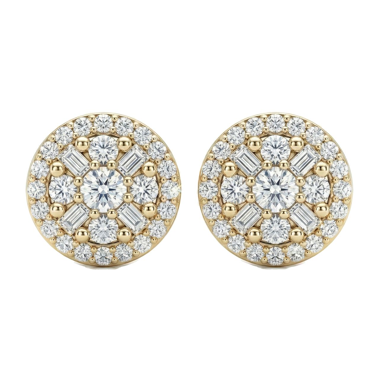 0.45 ct EF VS Lab Grown DIamond Halo Earrings in 14k Yellow Gold - Fine Jewelry by JewelWeSell