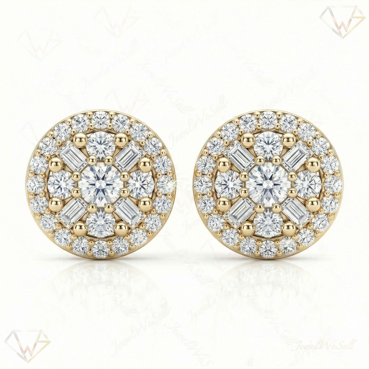 0.45 ct EF VS Lab Grown DIamond Halo Earrings in 14k Yellow Gold 301794 - Fine Jewelry by JewelWeSell