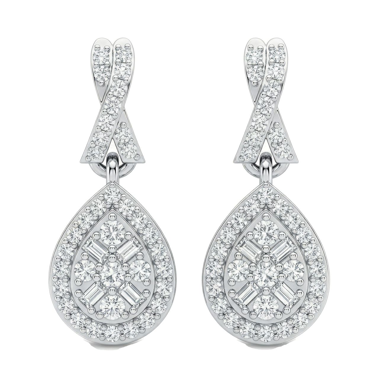 0.45 ct EF VS Lab Grown DIamond Cluster Earrings in 14k White Gold - Fine Jewelry by JewelWeSell