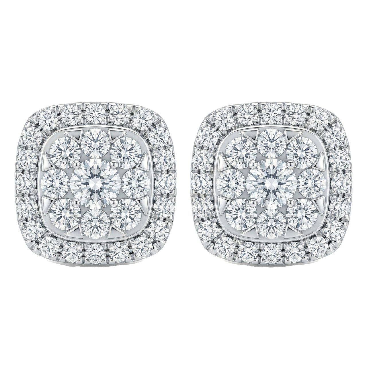 2.30 ct EF VS Lab Grown DIamond Cluster Earrings in 14k White Gold - Fine Jewelry by JewelWeSell
