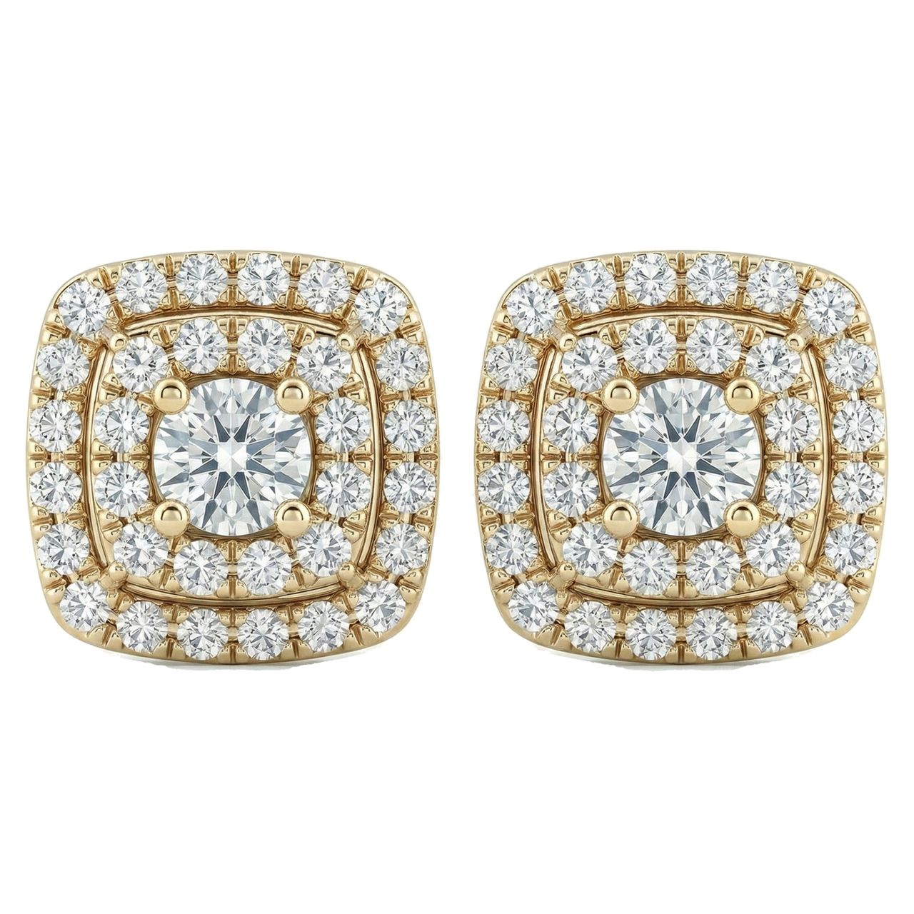 0.40 ct EF VS Lab Grown DIamond Halo Earrings in 14k Yellow Gold - Fine Jewelry by JewelWeSell