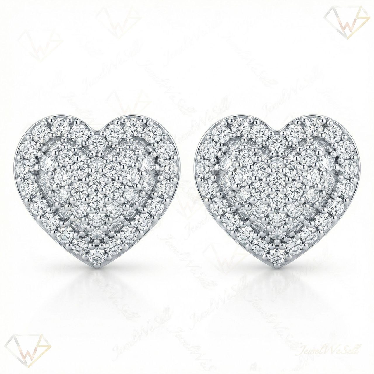 1.15 ct EF VS Lab Grown DIamond Micropave Earrings in 14k White Gold 301871 - Fine Jewelry by JewelWeSell