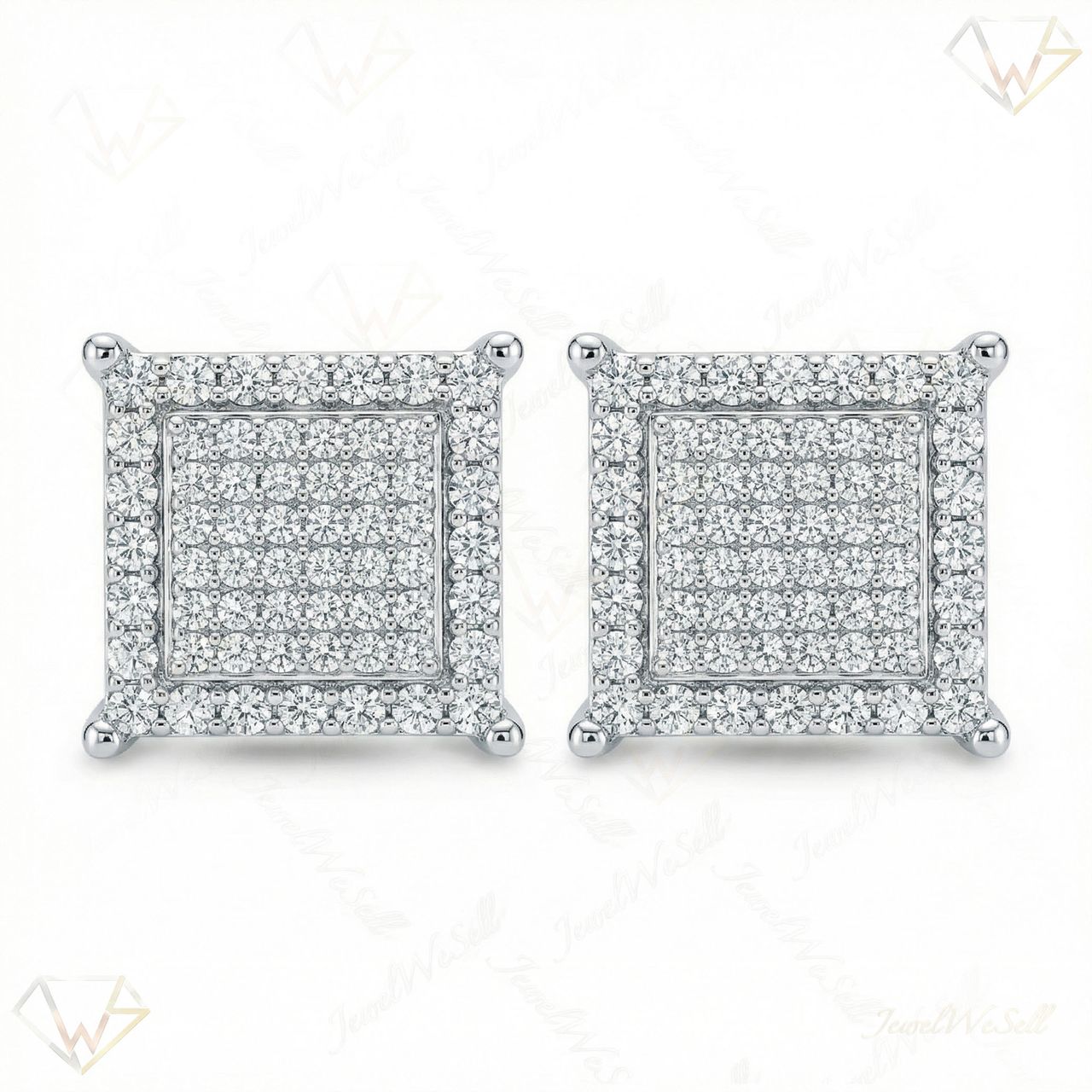 1.05 ct EF VS Lab Grown DIamond Micropave Earrings in 10k White Gold 301914 - Fine Jewelry by JewelWeSell