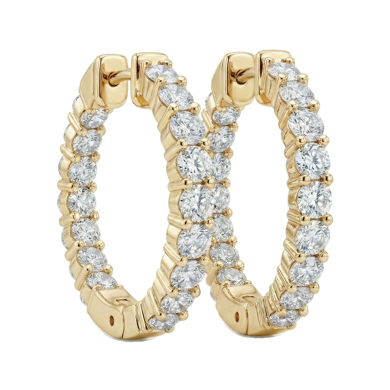 1.10 ct EF VS Lab Grown DIamond Hoops Earrings in 14k Yellow Gold - Fine Jewelry by JewelWeSell