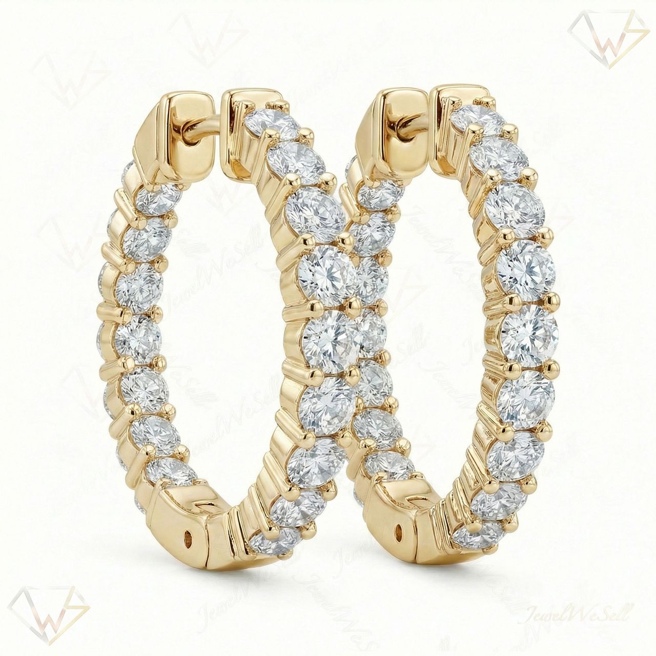 1.10 ct EF VS Lab Grown DIamond Hoops Earrings in 14k Yellow Gold 302765 - Fine Jewelry by JewelWeSell