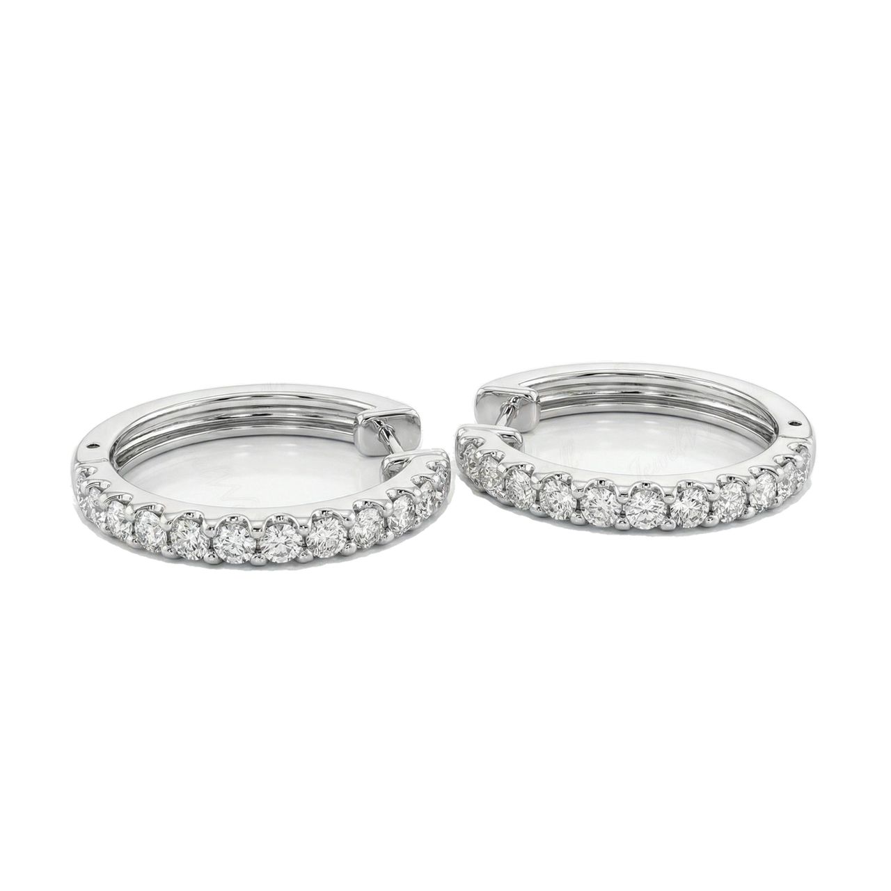 0.90 ct EF VS Lab Grown DIamond Hoops Earrings in 14k White Gold - Fine Jewelry by JewelWeSell