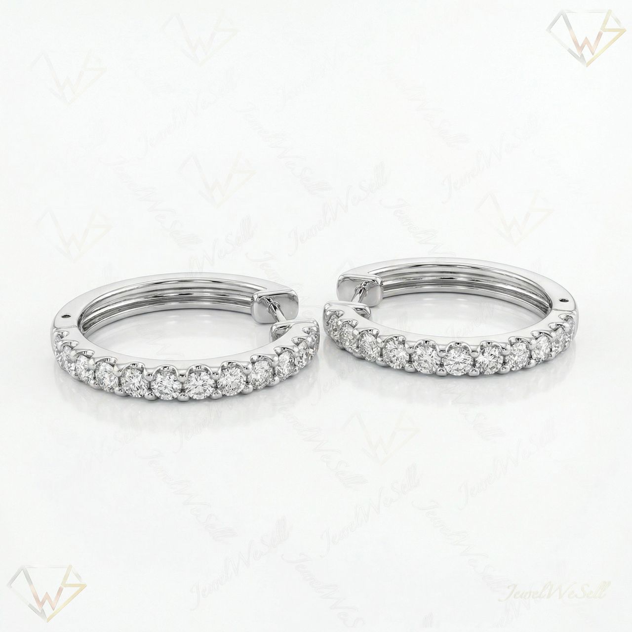 0.90 ct EF VS Lab Grown DIamond Hoops Earrings in 14k White Gold 302772 - Fine Jewelry by JewelWeSell