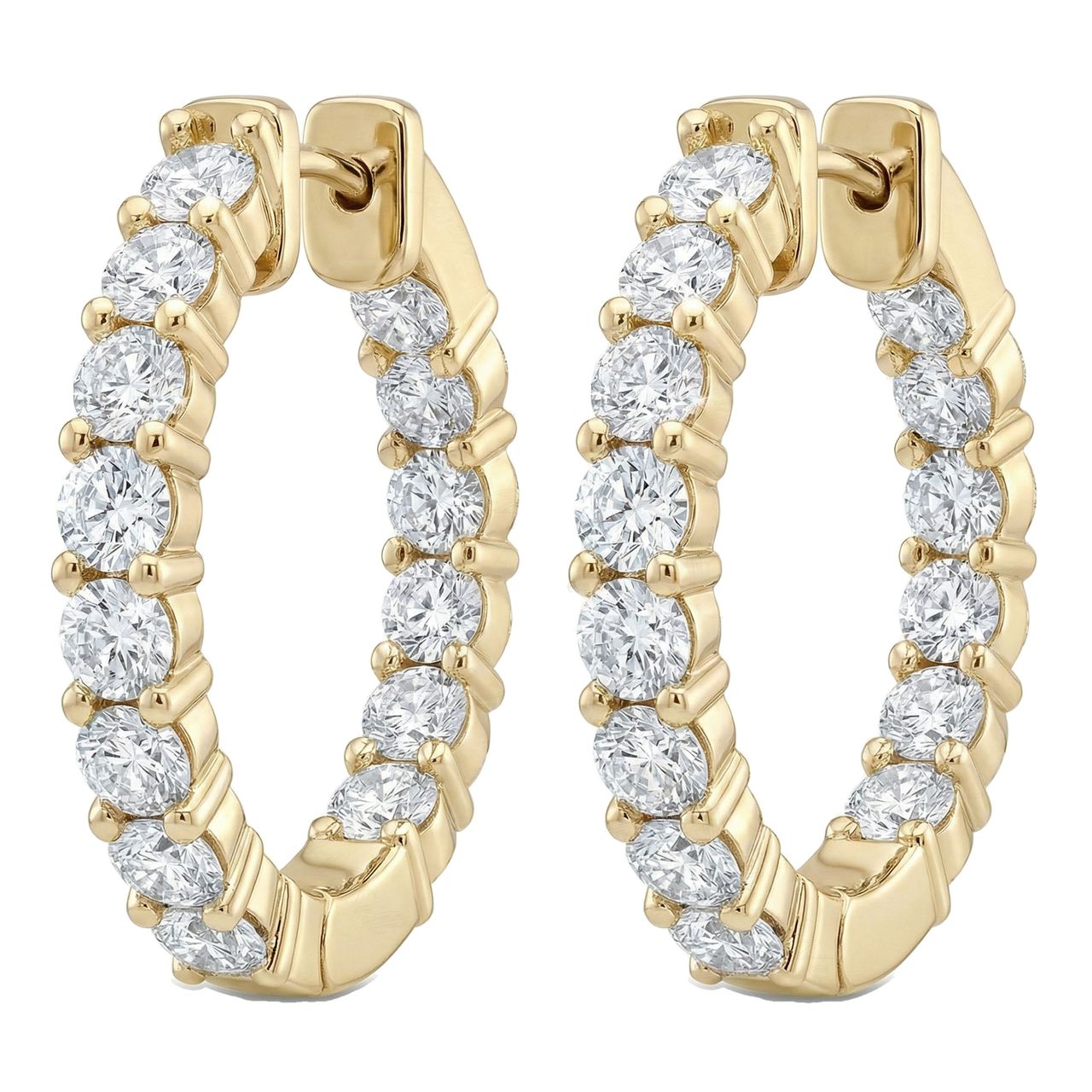 4.40 ct EF VS Lab Grown DIamond Hoops Earrings in 10k Yellow Gold - Fine Jewelry by JewelWeSell