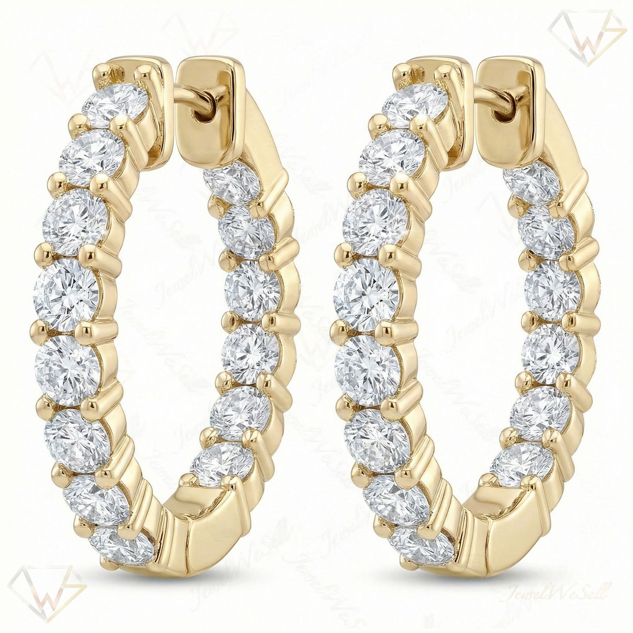 4.40 ct EF VS Lab Grown DIamond Hoops Earrings in 10k Yellow Gold 302804 - Fine Jewelry by JewelWeSell