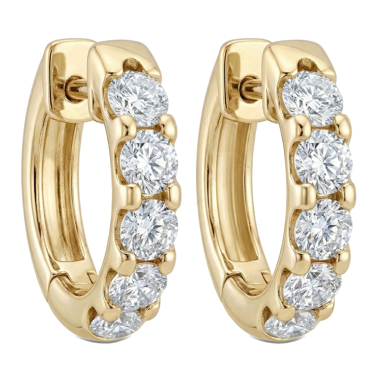 0.90 ct EF VS Lab Grown DIamond Huggies Earrings in 10k Yellow Gold - Fine Jewelry by JewelWeSell