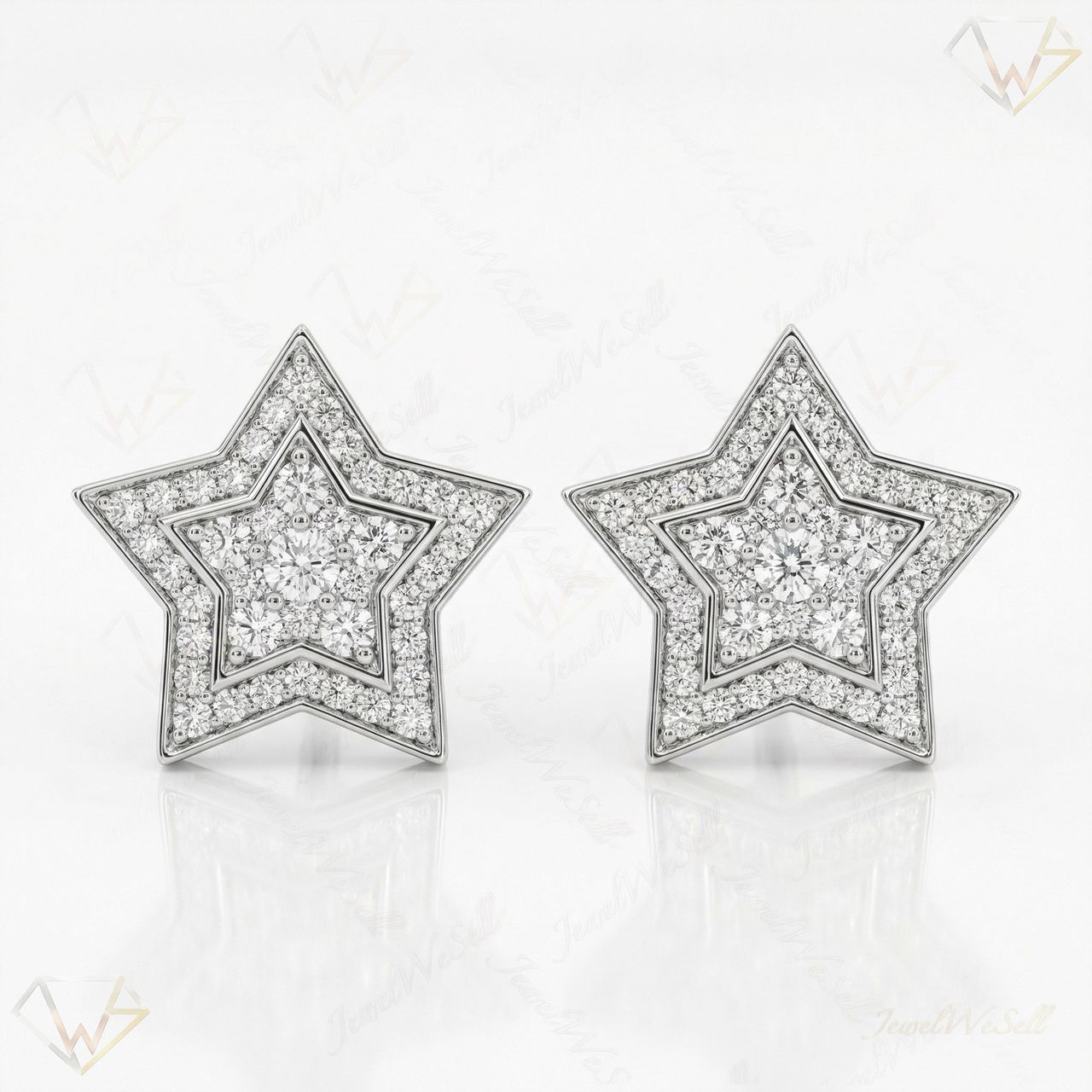 0.55 ct EF VS Lab Grown DIamond Micropave Earrings in 10k White Gold 330865 - Fine Jewelry by JewelWeSell