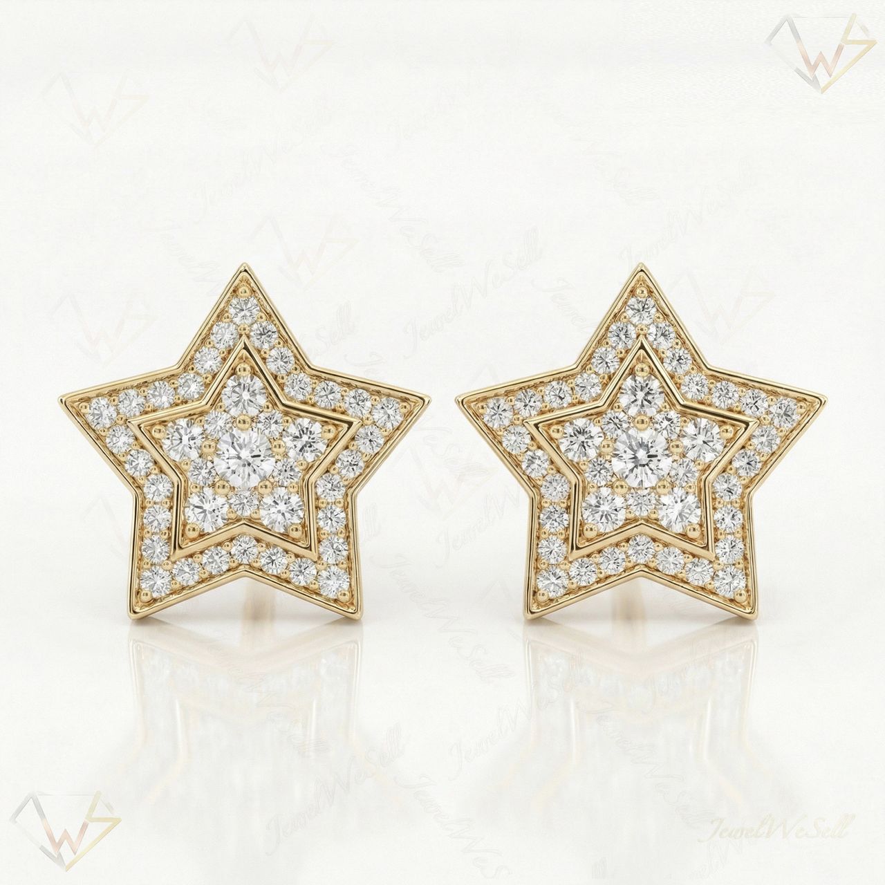 0.55 ct EF VS Lab Grown DIamond Micropave Earrings in 10k Yellow Gold 330865 - Fine Jewelry by JewelWeSell