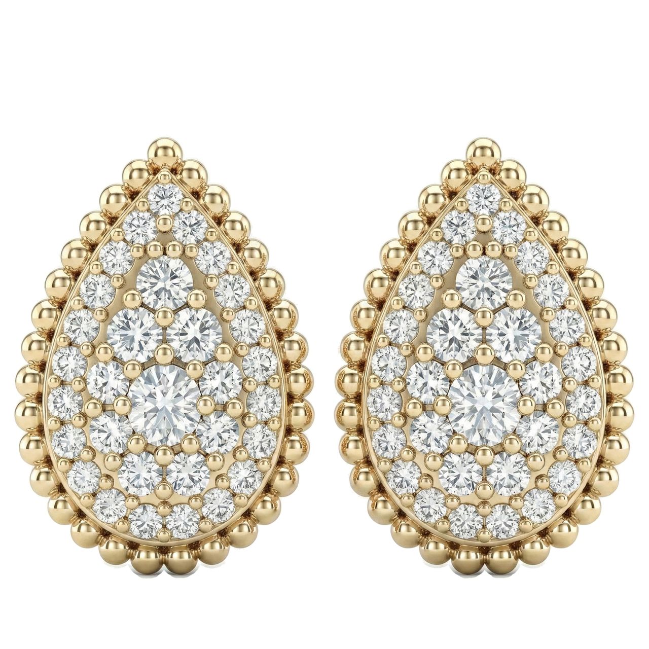 0.35 ct EF VS Lab Grown DIamond Cluster Earrings in 14k Yellow Gold - Fine Jewelry by JewelWeSell