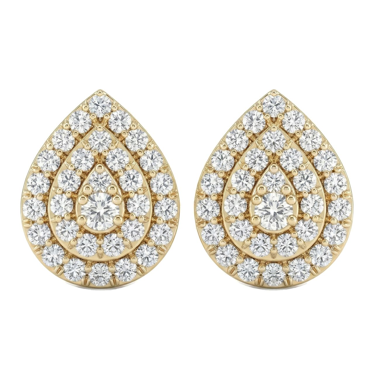 0.60 ct EF VS Lab Grown DIamond Halo Earrings in 10k Yellow Gold - Fine Jewelry by JewelWeSell