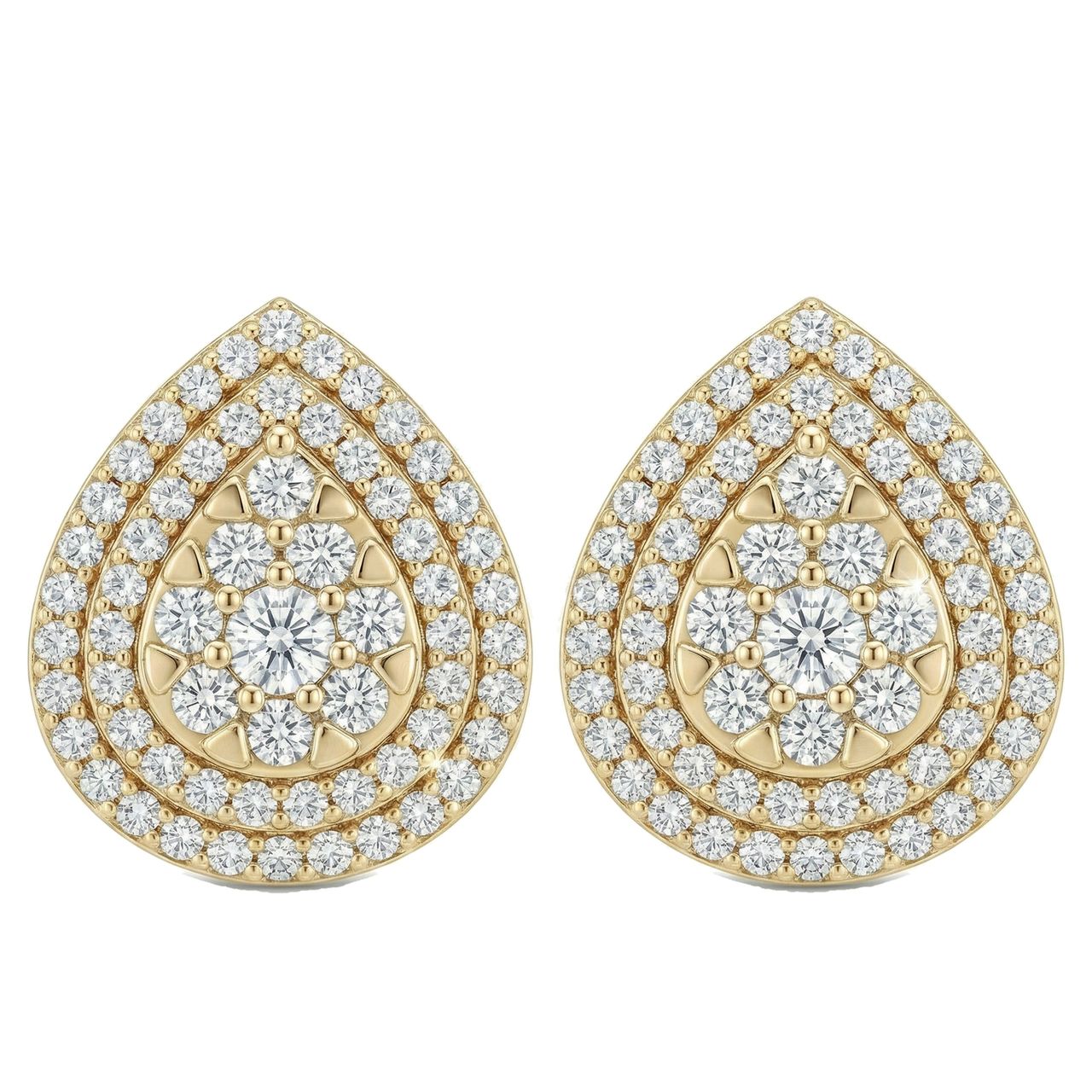 0.65 ct EF VS Lab Grown DIamond Halo Earrings in 14k Yellow Gold - Fine Jewelry by JewelWeSell