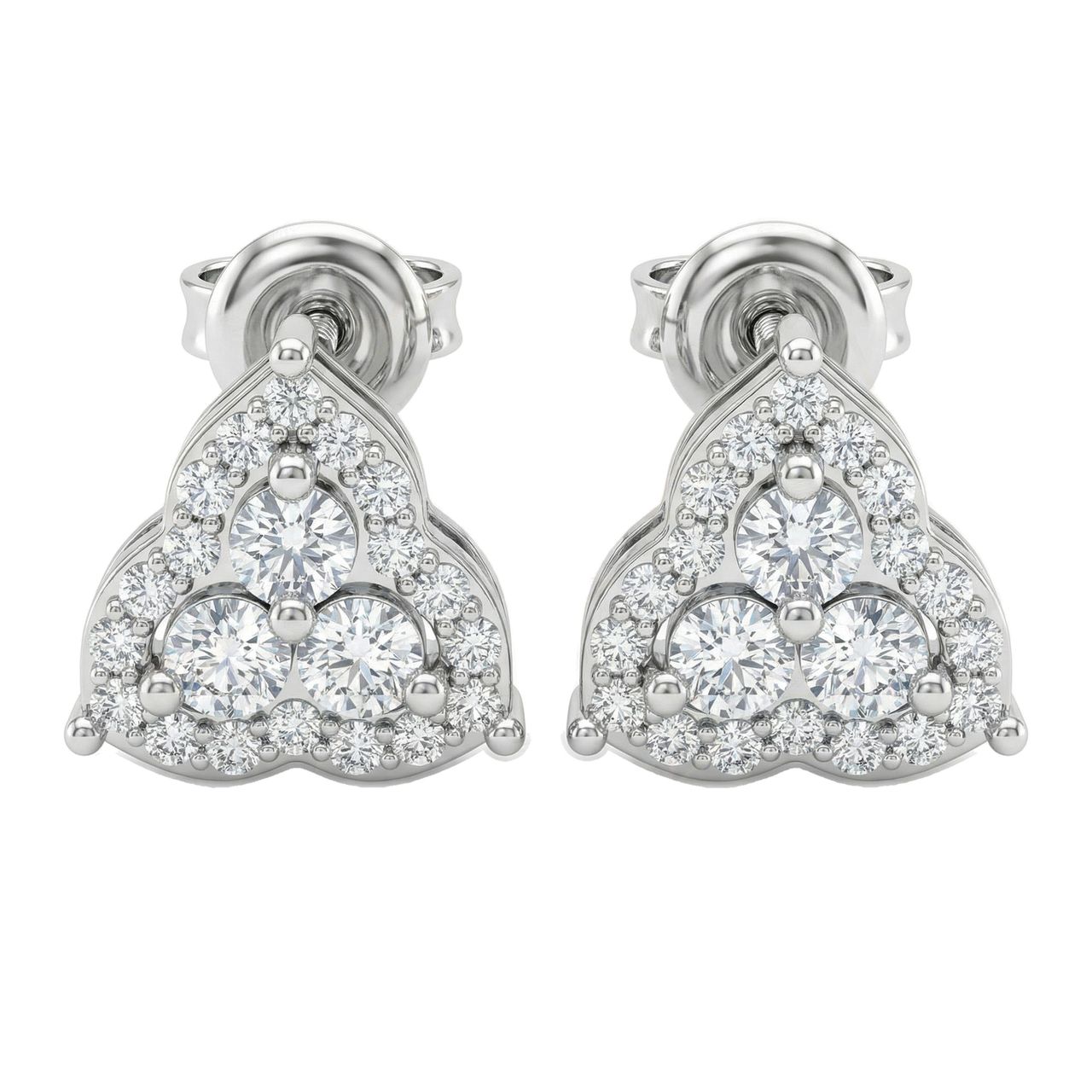 0.40 ct EF VS Lab Grown DIamond Halo Earrings in 14k White Gold - Fine Jewelry by JewelWeSell