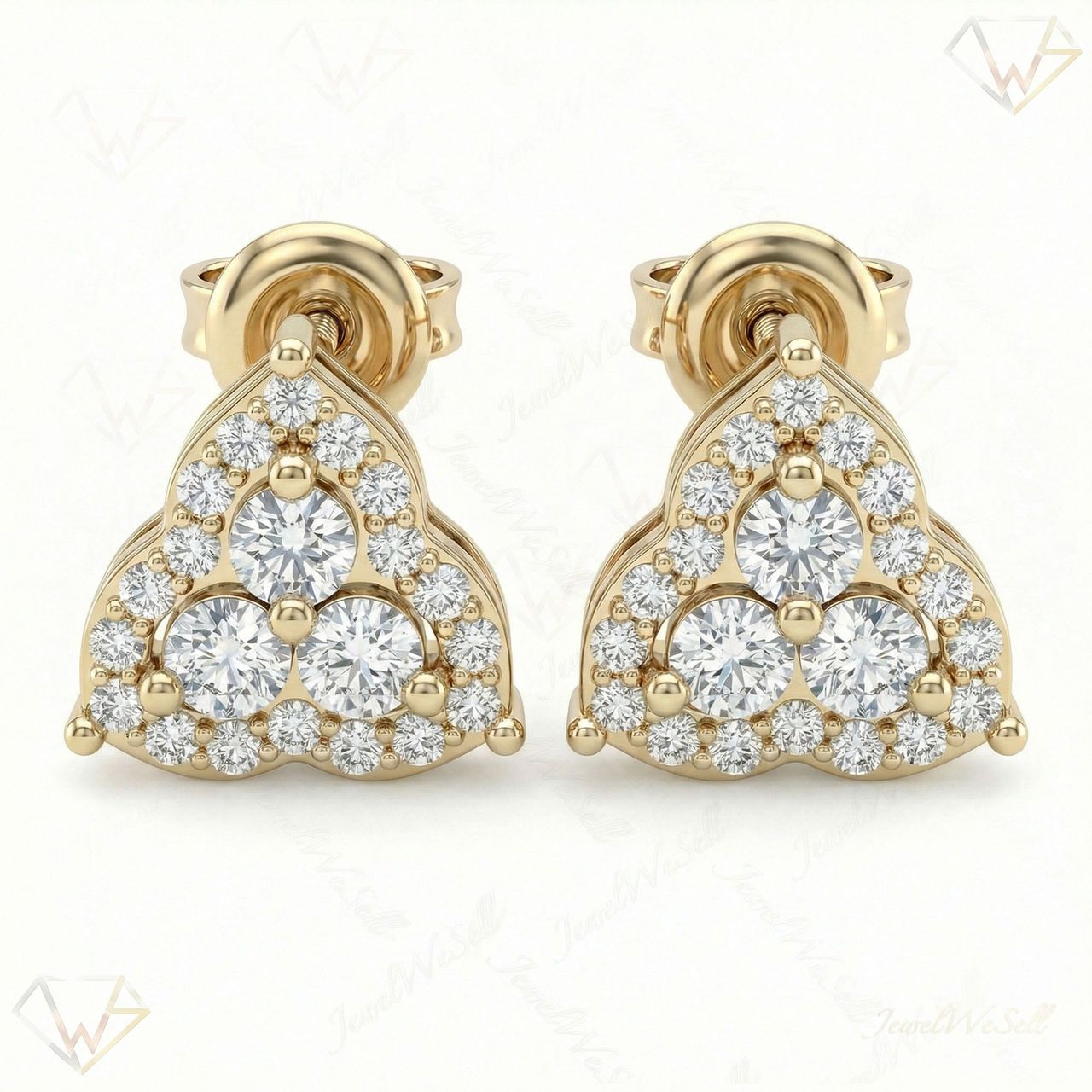 0.40 ct EF VS Lab Grown DIamond Halo Earrings in 10k Yellow Gold 331823 - Fine Jewelry by JewelWeSell