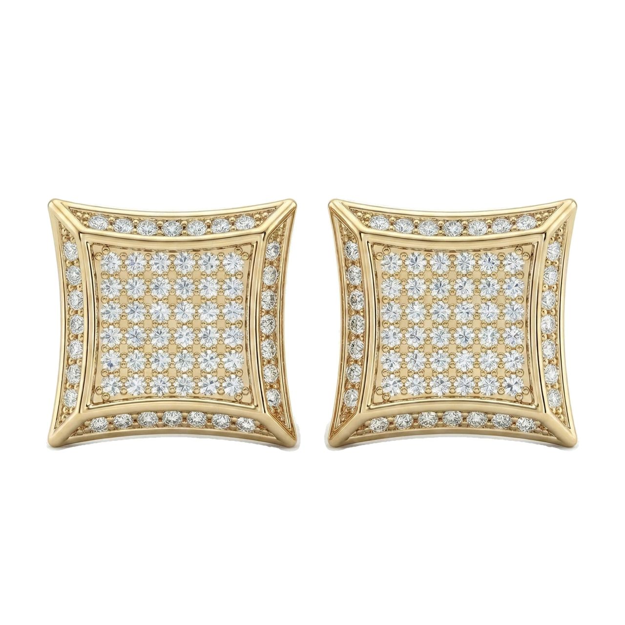 0.80 ct EF VS Lab Grown DIamond Micropave Earrings in 14k Yellow Gold - Fine Jewelry by JewelWeSell