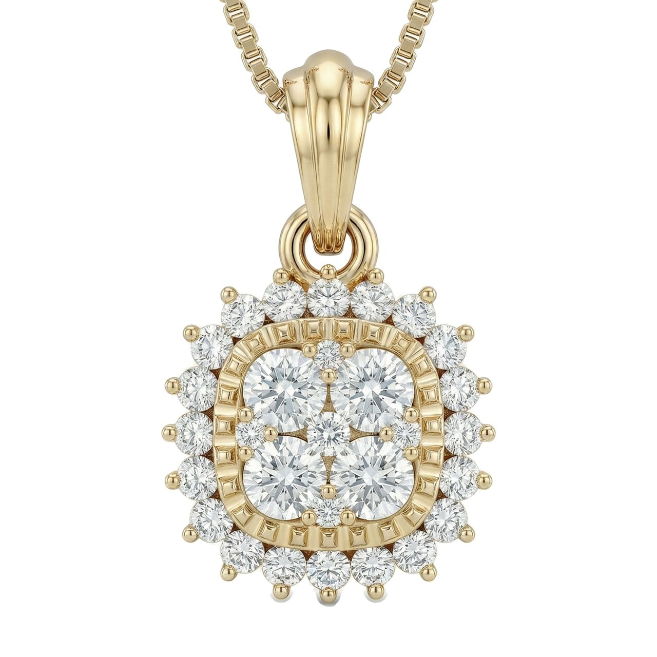 0.50 ct EF VS Lab Grown Diamond Halo Pendant in 14k Yellow Gold 10237 - Fine Jewelry by JewelWeSell