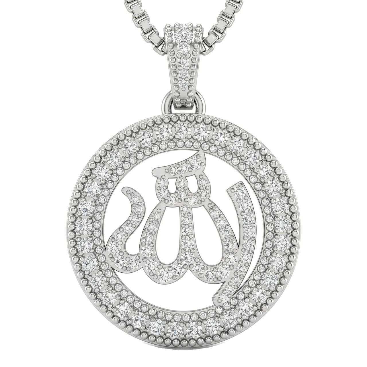 0.70 ct EF VS Moissanite Allah Pendant in 925 Sterling Silver 13137 - Fine Jewelry by JewelWeSell