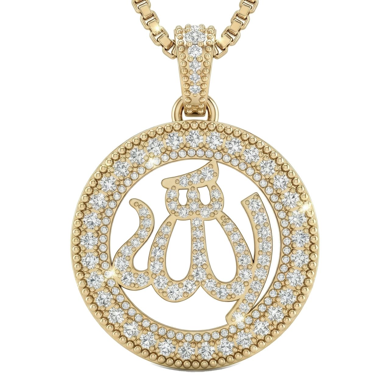 0.70 ct EF VS Lab Grown Diamond Allah Pendant in 14k Yellow Gold 13137 - Fine Jewelry by JewelWeSell