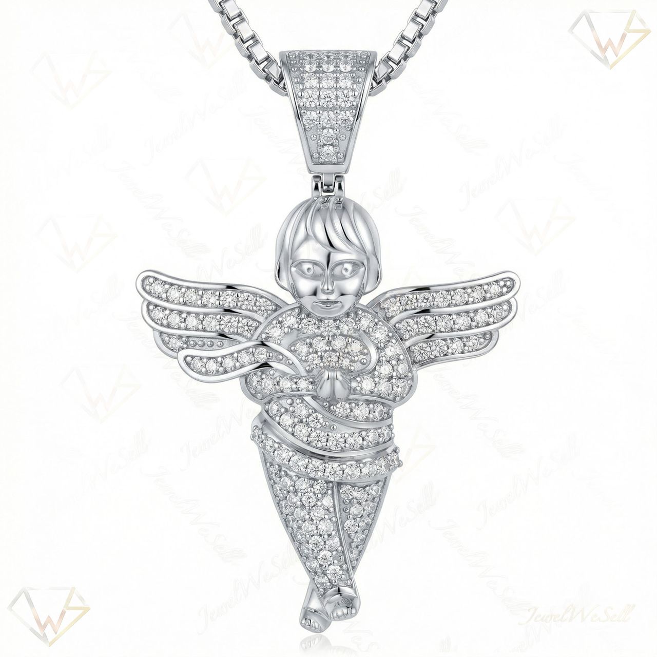 0.70 ct EF VS Lab Grown Diamond Human Pendant in 14k White Gold 13521 - Fine Jewelry by JewelWeSell