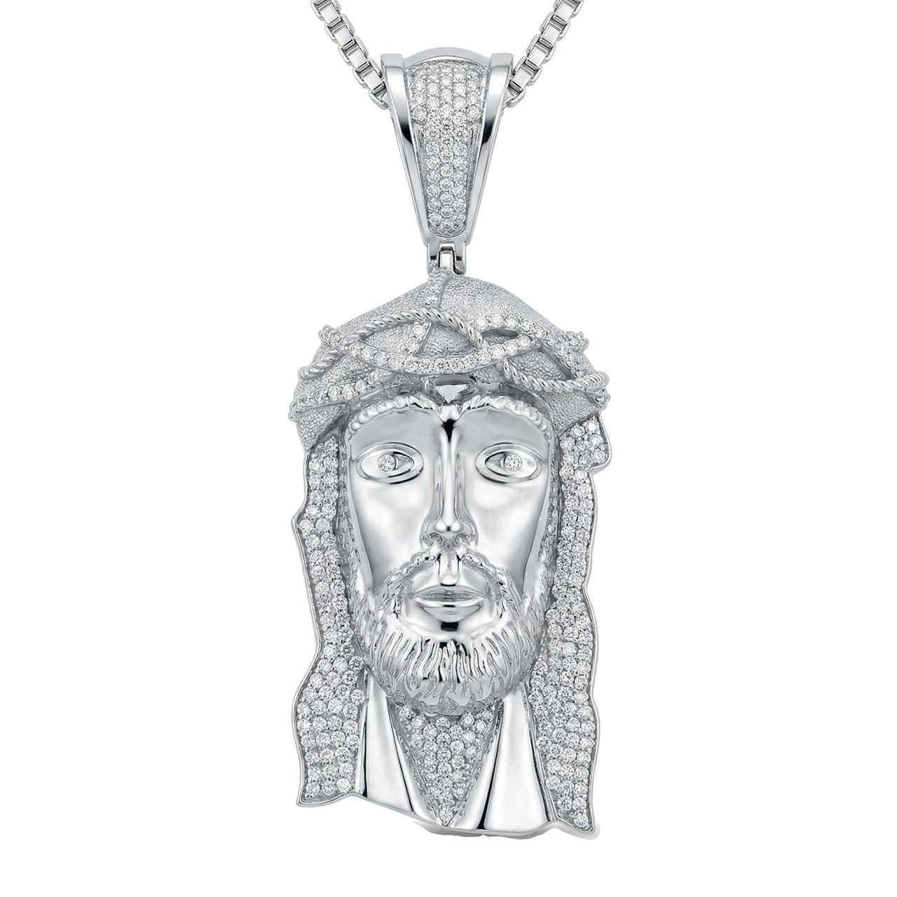1.20 ct EF VS Lab Grown Diamond Jesus Pendant in 10k White Gold 13856 - Fine Jewelry by JewelWeSell