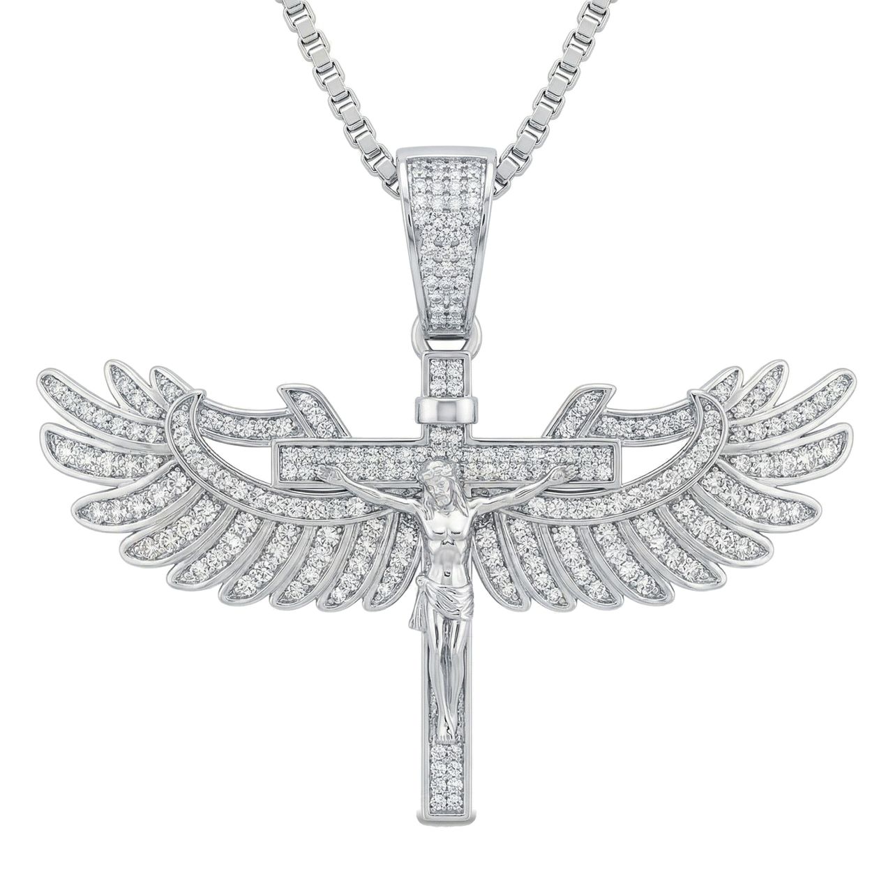1.33 ct EF VS Moissanite Jesus Pendant in 925 Sterling Silver 15444 - Fine Jewelry by JewelWeSell