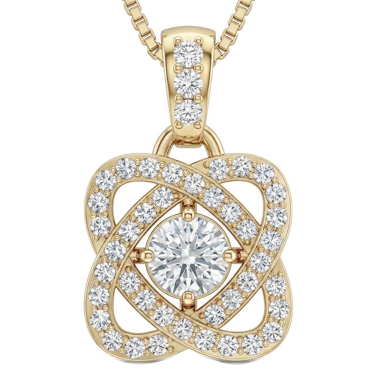 0.45 ct EF VS Lab Grown Diamond Halo Pendant in 10k Yellow Gold 15713 - Fine Jewelry by JewelWeSell