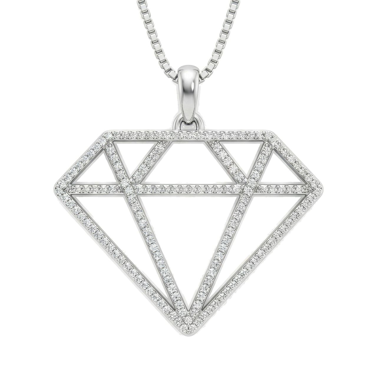 0.70 ct EF VS Moissanite Card Pendant in 925 Sterling Silver 15745 - Fine Jewelry by JewelWeSell