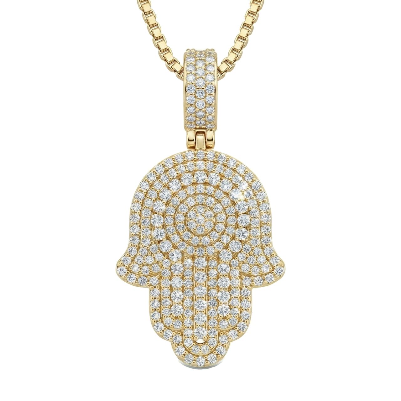 1.25 ct EF VS Lab Grown Diamond Hamsa Pendant in 10k Yellow Gold 16172 - Fine Jewelry by JewelWeSell