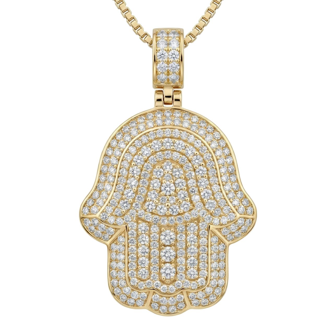 2.00 ct EF VS Lab Grown Diamond Hamsa Pendant in 14k Yellow Gold 16617 - Fine Jewelry by JewelWeSell
