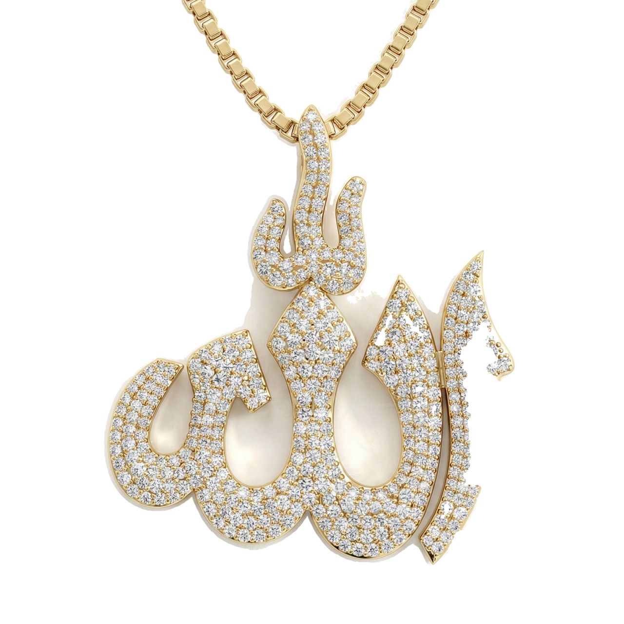 2.90 ct EF VS Lab Grown Diamond Allah Pendant in 14k Yellow Gold 200769 - Fine Jewelry by JewelWeSell